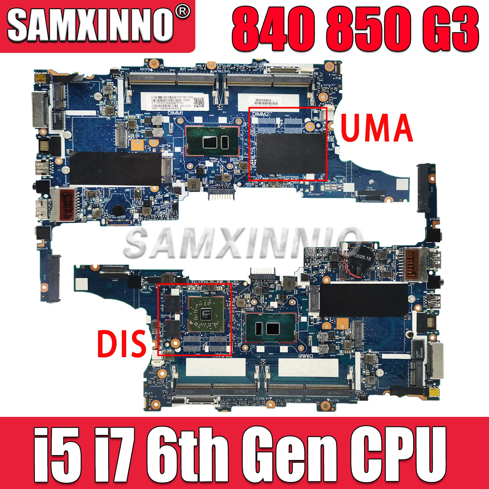 

SAMXINNO 6050A2892401-MB-A01 Mainboard For HP EliteBook 840 G3 850 G3 Laptop Motherboard with I5 I7 CPU 826806-001