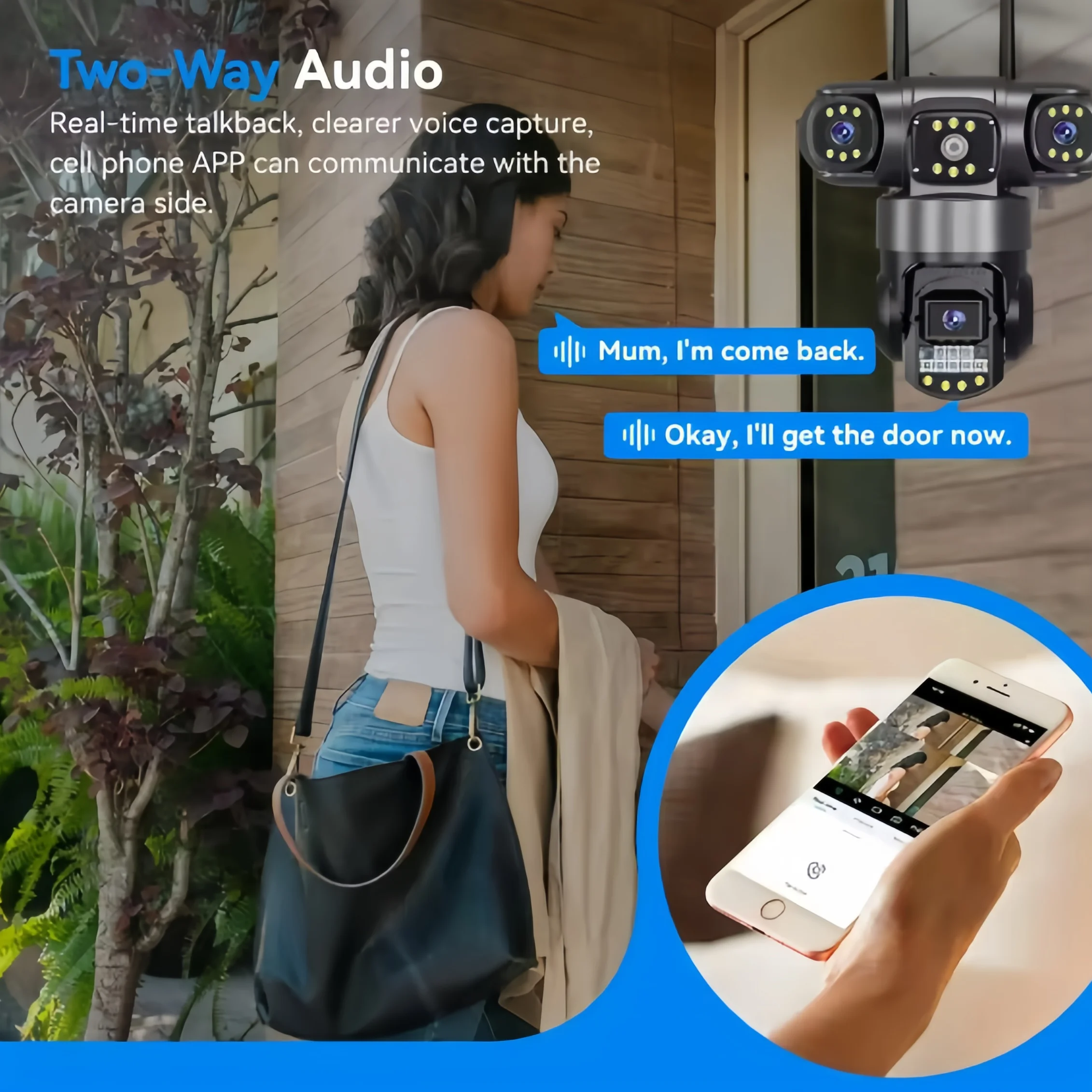 V380 Pro 4G Outdoor 12MP 6K Three Lens Three Screen Security Monitoring Night Vision Waterproof CCTV Camera