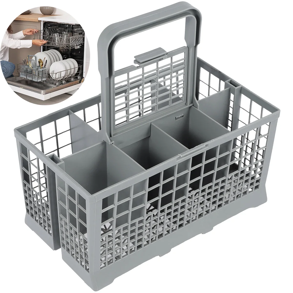 Multifunctional Dishwasher Basket Universal Foldable Cutlery Holder Dishwasher Basket Accessory Knife and Fork Storage Basket