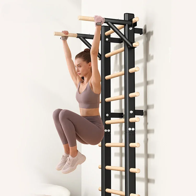 

Climbing-frame Wooden Swedish Ladder Body Stretching Wall Mounted Wooden Fitness Pull Up Bar Back Stretcher Home Gym Equipment