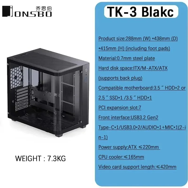 Imagem -05 - Estojo Curvo para pc Gamer Itx M-atx Estojo para Quarto Itx Gabinete Gamer Suporte Dual 360 Water Cooler Jonsbo-tk3