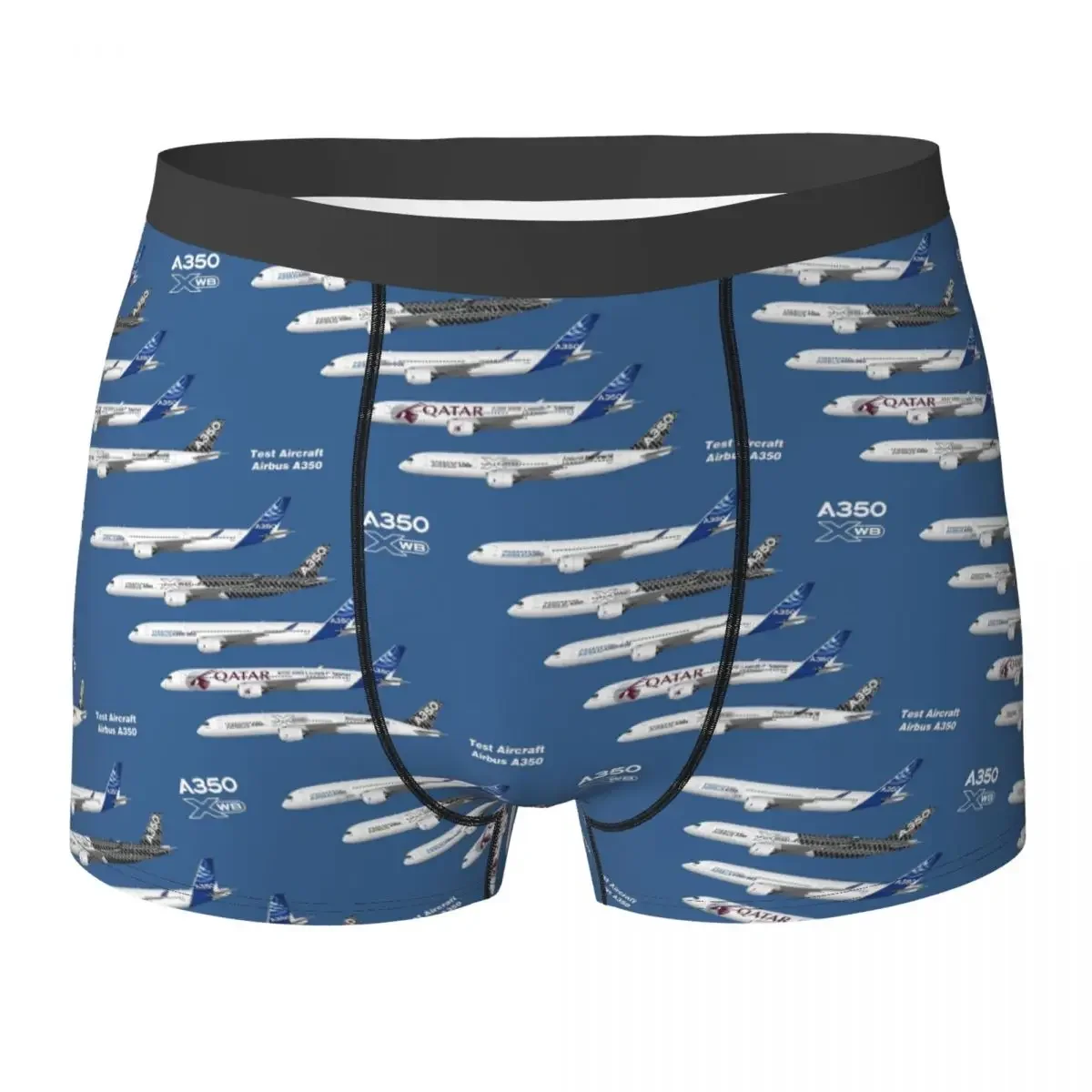 Boxer Underpants Shorts Airbus A350 Test Aircraft Fleet Illustration Panties Men's Soft Underwear for Homme Man Boyfriend Gift