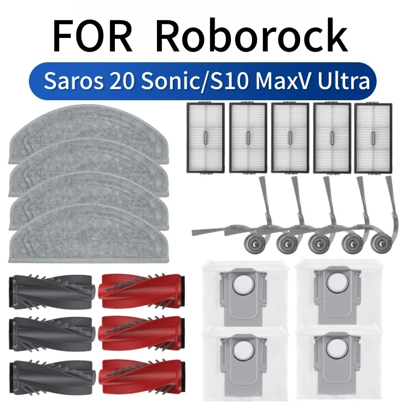 For Roborock Saros 20 Sonic/S10 MaxV Ultra Vacuum Accessories Main Roller Side Brush HEPA Filter Mop Cloth Dust Bag
