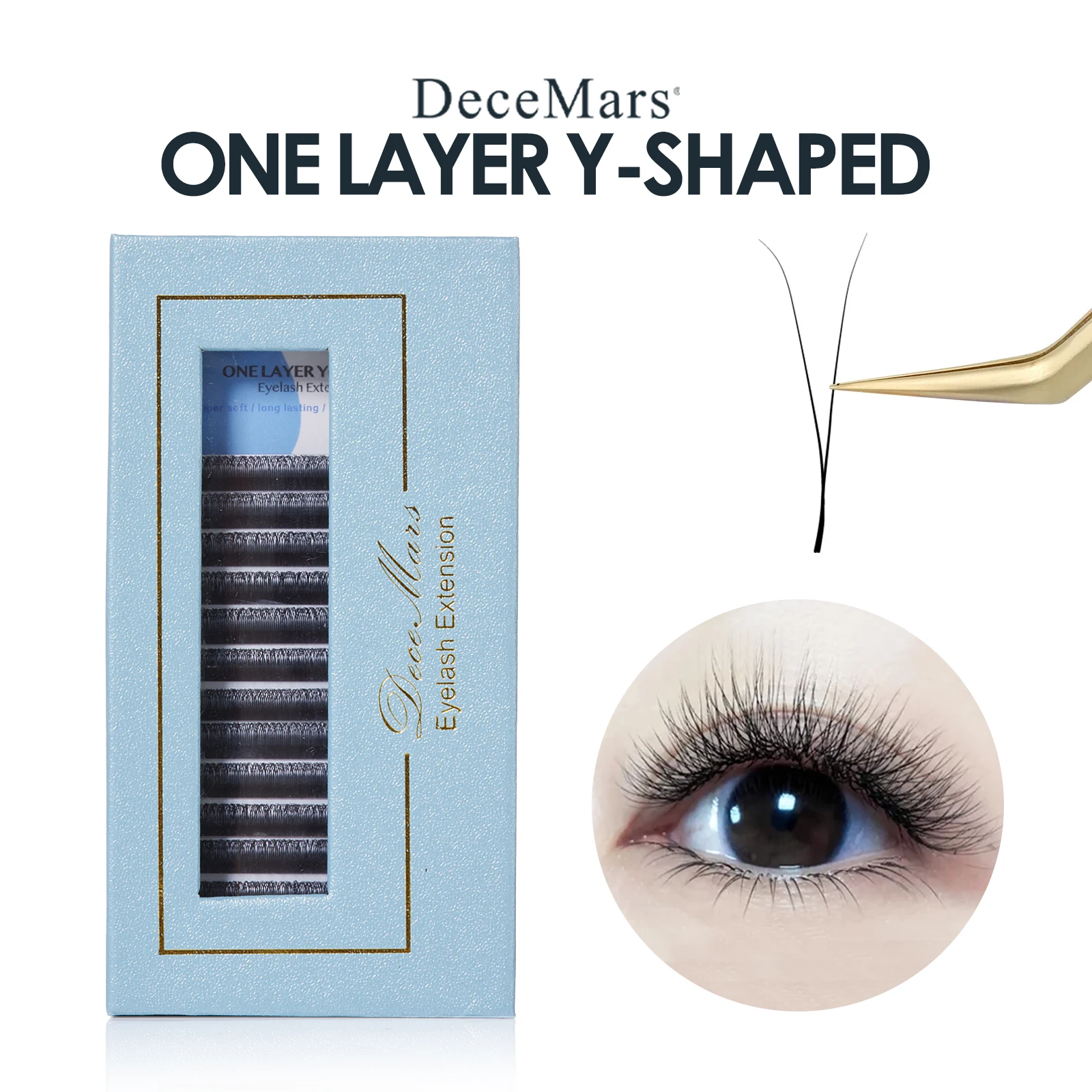 DeceMars 2D Y One Layer Y- Shape Small Velvet Flowers Eyelash Extension