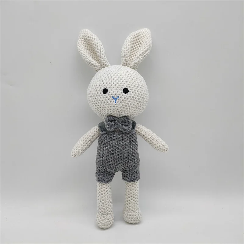 1 pcs new handmade rabbit crochet wool doll wool animal stuffed plush toy baby soothing Knitted couple rabbit Cuddle Doll