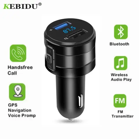 블루투스 4.2 FM 송신기 2.1A 듀얼 USB 포트 변조기 차량용 충전기 핸즈프리 MP3 플레이어 담배 라이터 어댑터