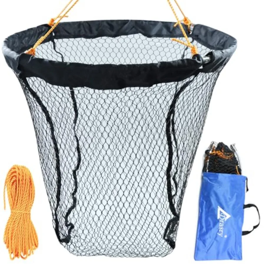 

Foldable Bridge and Pier Fishing Landing Net - High Load-Bearing Aluminum Ring Drop Net for Saltwater Freshwater - Collapsible