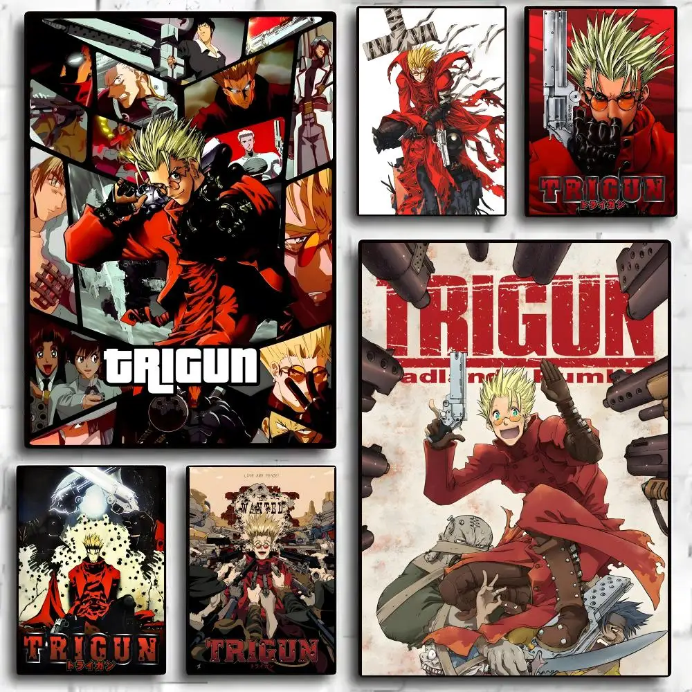 Trigun Anime Vintage Poster Self-adhesive Living Room Bedroom Party Bar Decor Moisture-proof Fade-resistant
