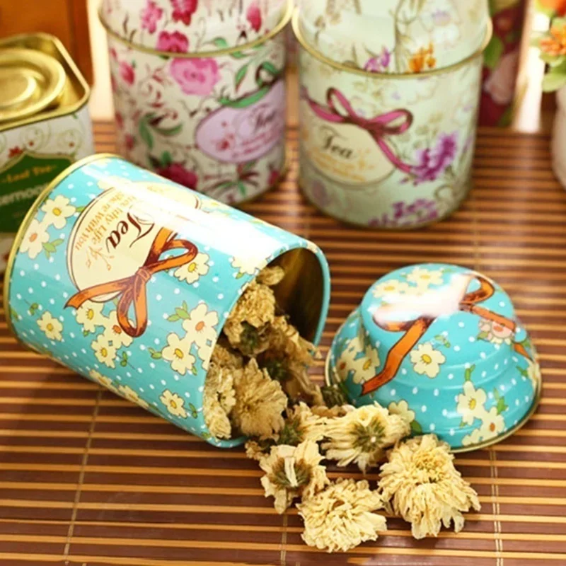 1 Pcs Vintage Metal Storage Tin Tea Coffee Sugar Candy Jar Decorative Iron Box For Kitchen Organizer Gift Container