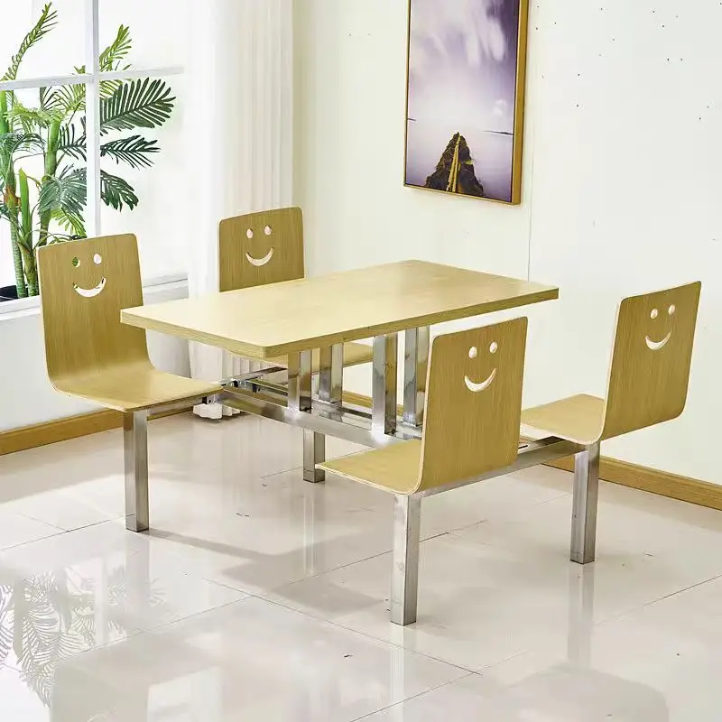 New retro stainless steel dining table and chair set, coffee shop milk tea snack shop wholesale commercial table and chair