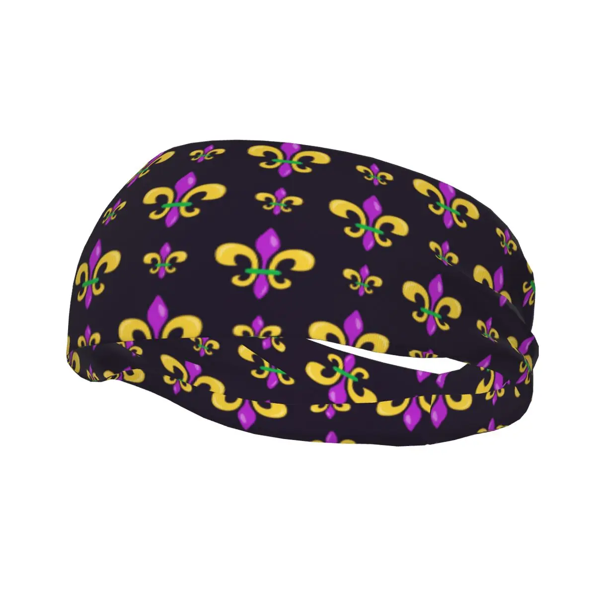 

Sports Headband Portable Hair Band Fleur De Lis Mardi Gras Background Hair Wrap Brace Cycling Running Exercising Sweatband
