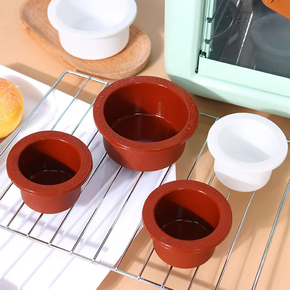 

2 Pcs 3in Coffee Color Baking Silicone Mold Round Cake Pan Bakeware Molds Easy Demould Reusable Oven Silica Gel Tools