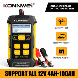 KONNWEI KW510 Car Battery Tester Full Automatic 12V Pulse Repair 5A Battery Chargers Cranking AGM Gel Car Repair Tool PK BM550