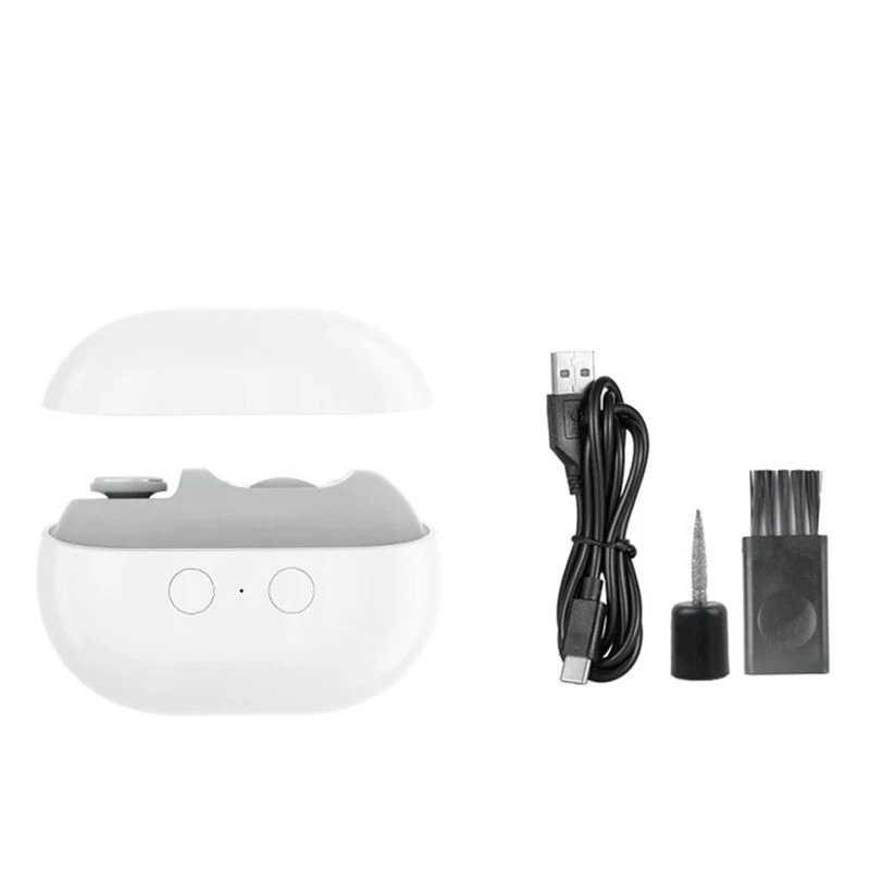 Beauty Polisher And Nails Clipper 2-In-1 Electric USB Rechargeable Tool With LED Light Automatic Manicure For Adults& Children