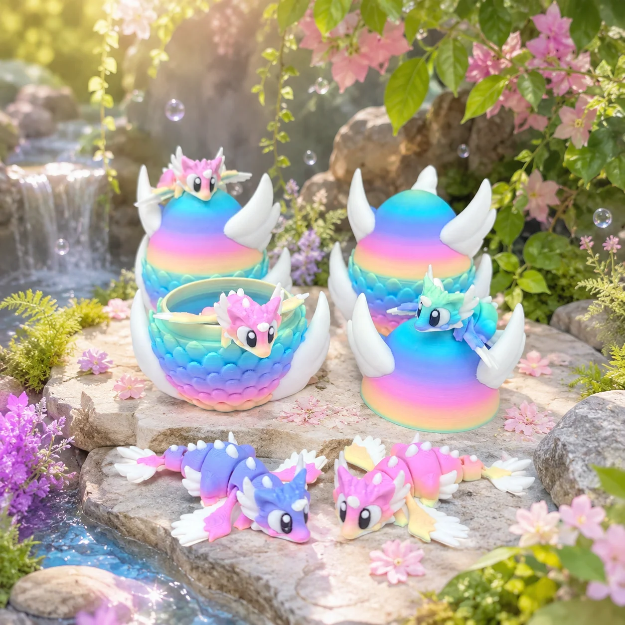 Hatchling Dragon,3D Printed Articulated Baby Dragons with Fantasy Eggs,Easter Dragon egg,Cute Sensory Desk Pet,Pocket Worry Toy