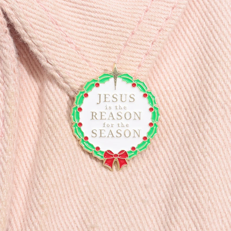 Jesus is the Reason for the Season Enamel Pin Honor The Truth of Christmas Brooches Lapel Badges Chicken Jewelry Gift for Friend