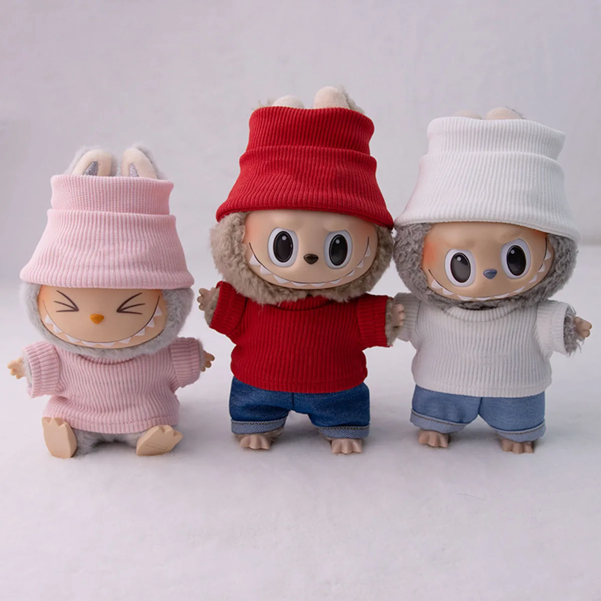 For Labubu Doll Clothes Hat Knitted Sweater DIY Mini Dolls Clothing Girl Gift