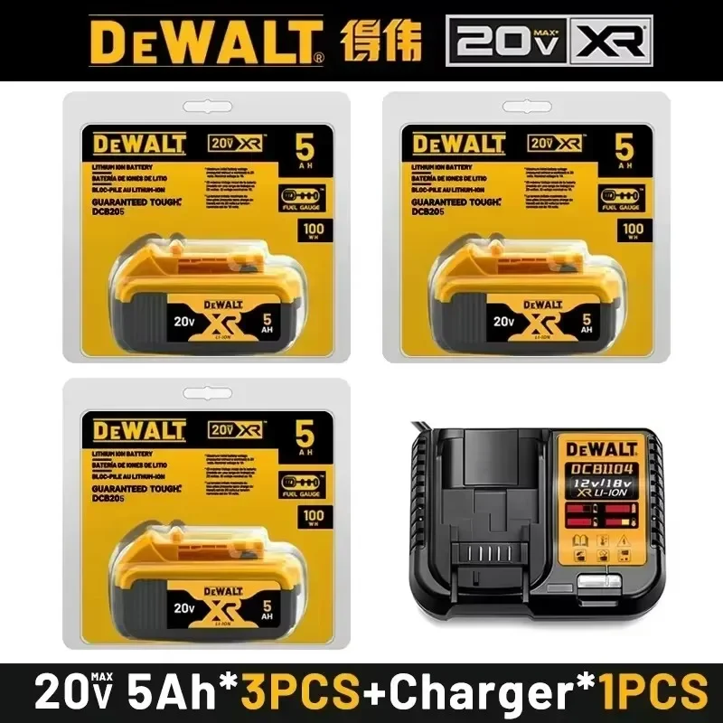

100% оригинальная батарея Dewalt 20 В, литий-ионная аккумуляторная батарея 2 Ач 5 Ач 6 Ач, сменная батарея для электроинструмента Dewalt DCB200
