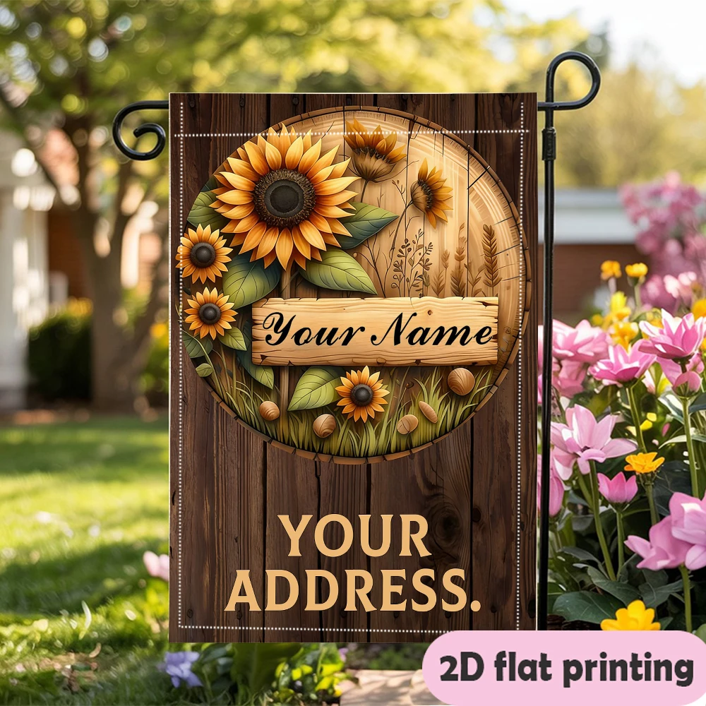 1pc double-sided Customizable Sunflower Garden flag personalized custom Name & address garden decoration30*45cm(12x18in)