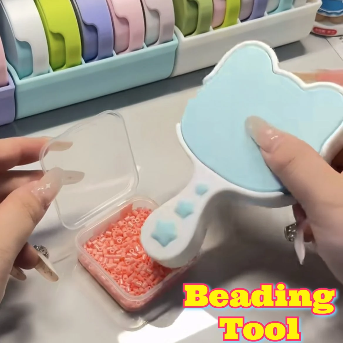 

New Cute Cat Shape Bead Scoop Multifunctional Perler Beads Tool Smooth Non Stick Bead Shovel Storage Box DIY Craft Art Supplie