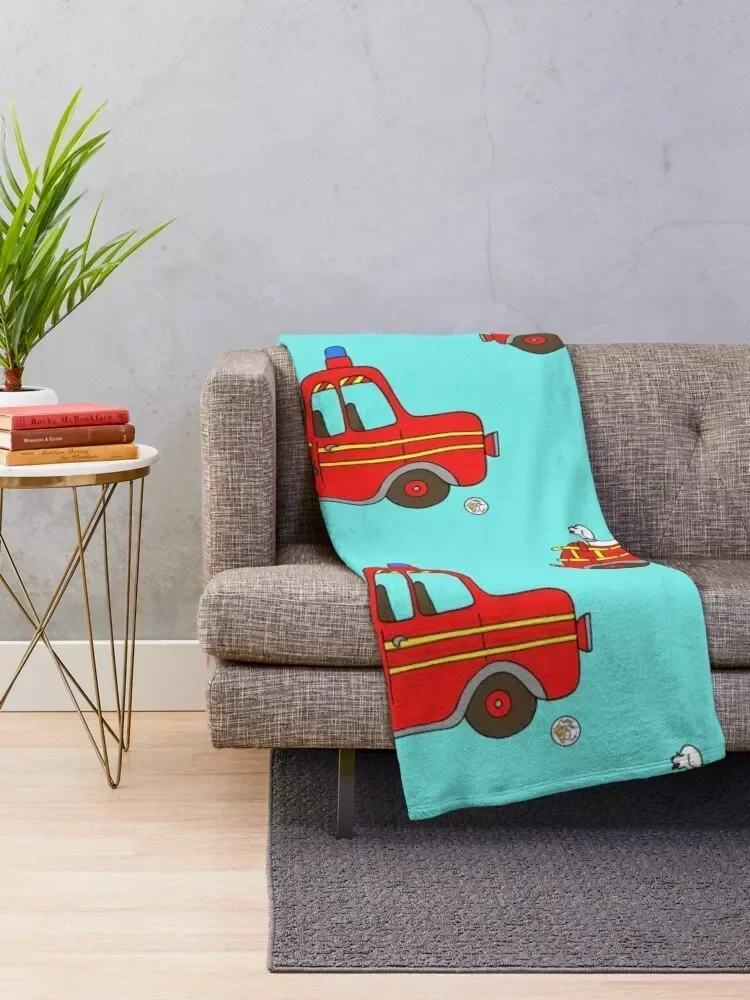 firetruck red vintage fire truck new york Throw Blanket Cute Luxury Soft Plush Plaid Sofa Blankets