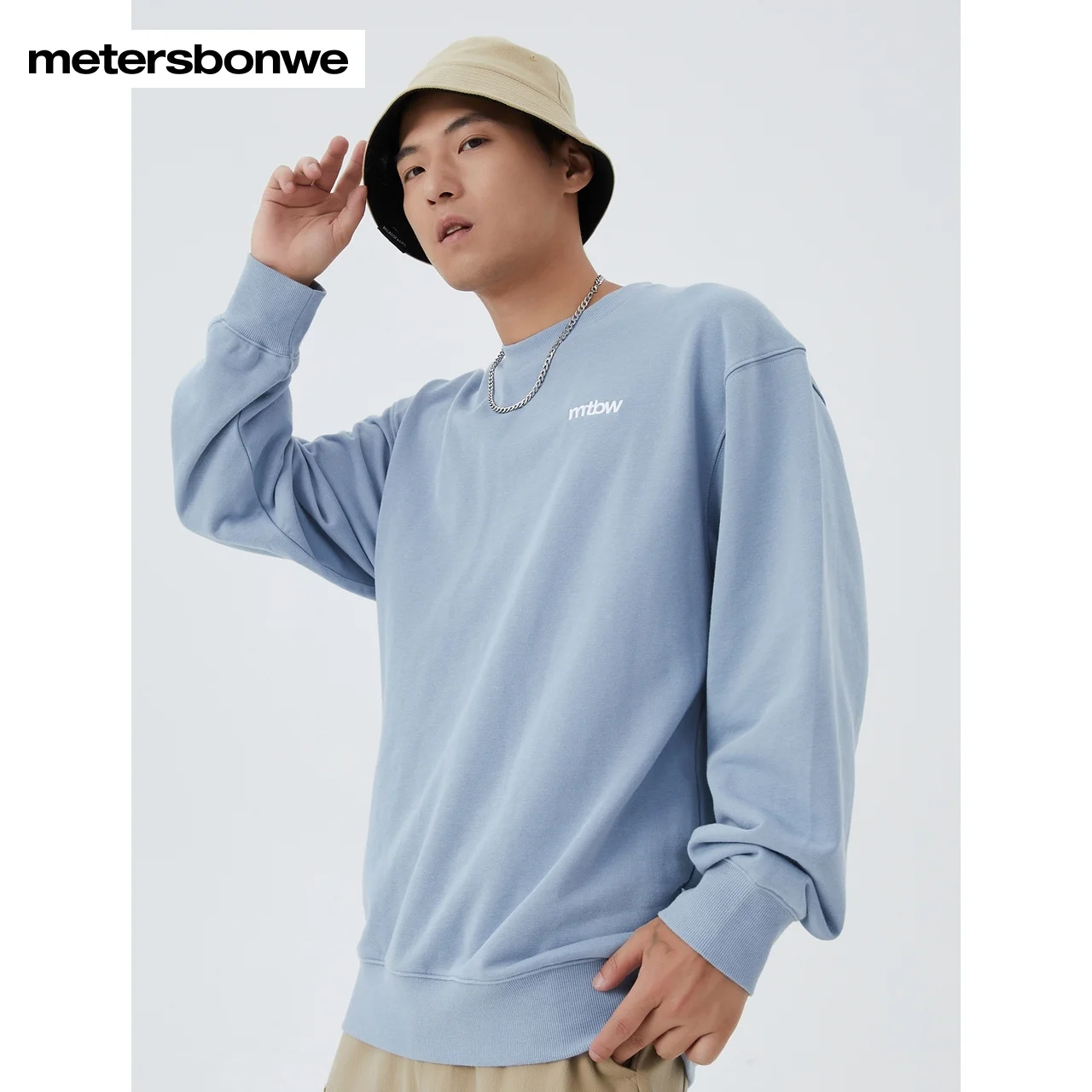 Metersbonwe Sweater Unisex  Spring Autumn Pullover Basic Embroidered O Neck Men Comfortable Hoodies High Quality Round Neck Top