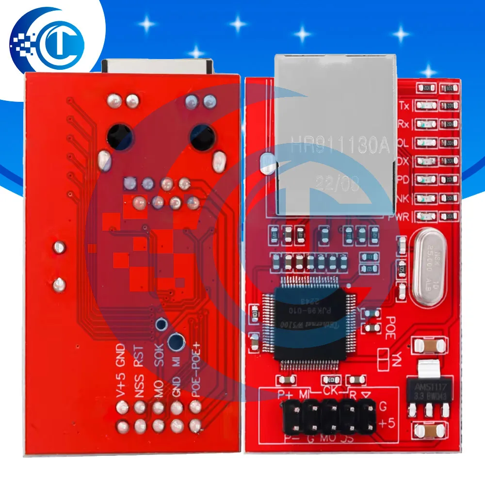 Mini W5100 Network Ethernet Shield Module 3.3V/5V, LAN Expansion Board Compatible with for Arduino R3 Mega2560