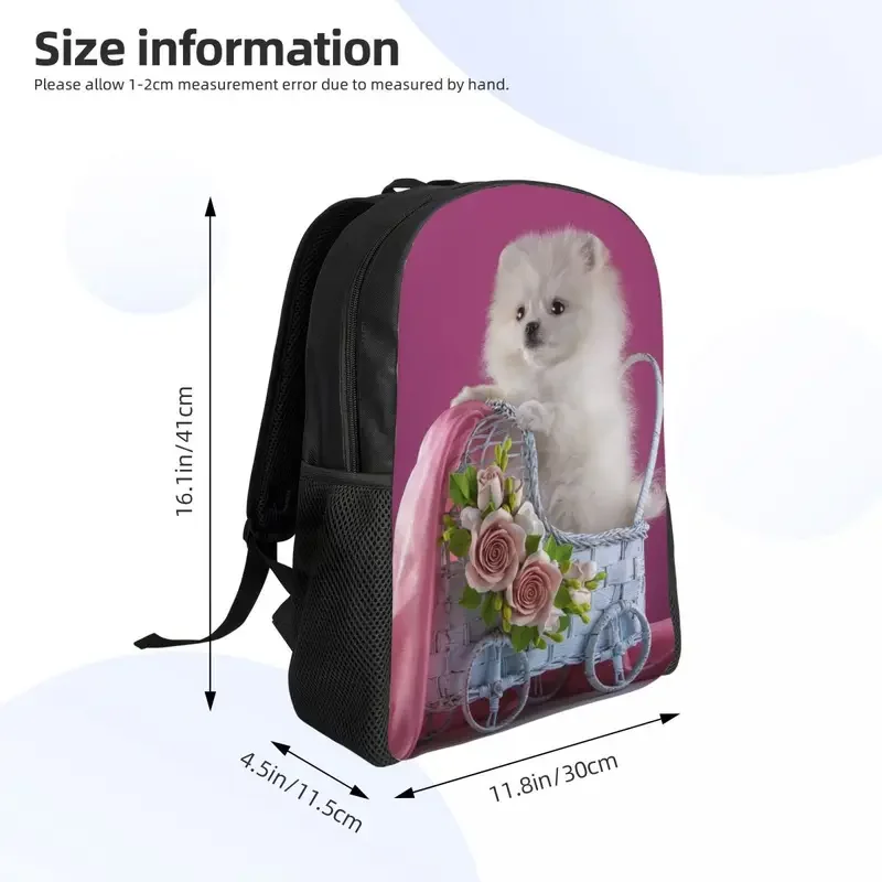 Mochila de viaje con estampado de perro Pomerania para hombre y mujer, morral escolar para ordenador portátil, Spitz Puppy, morral para Estudiante Universitario