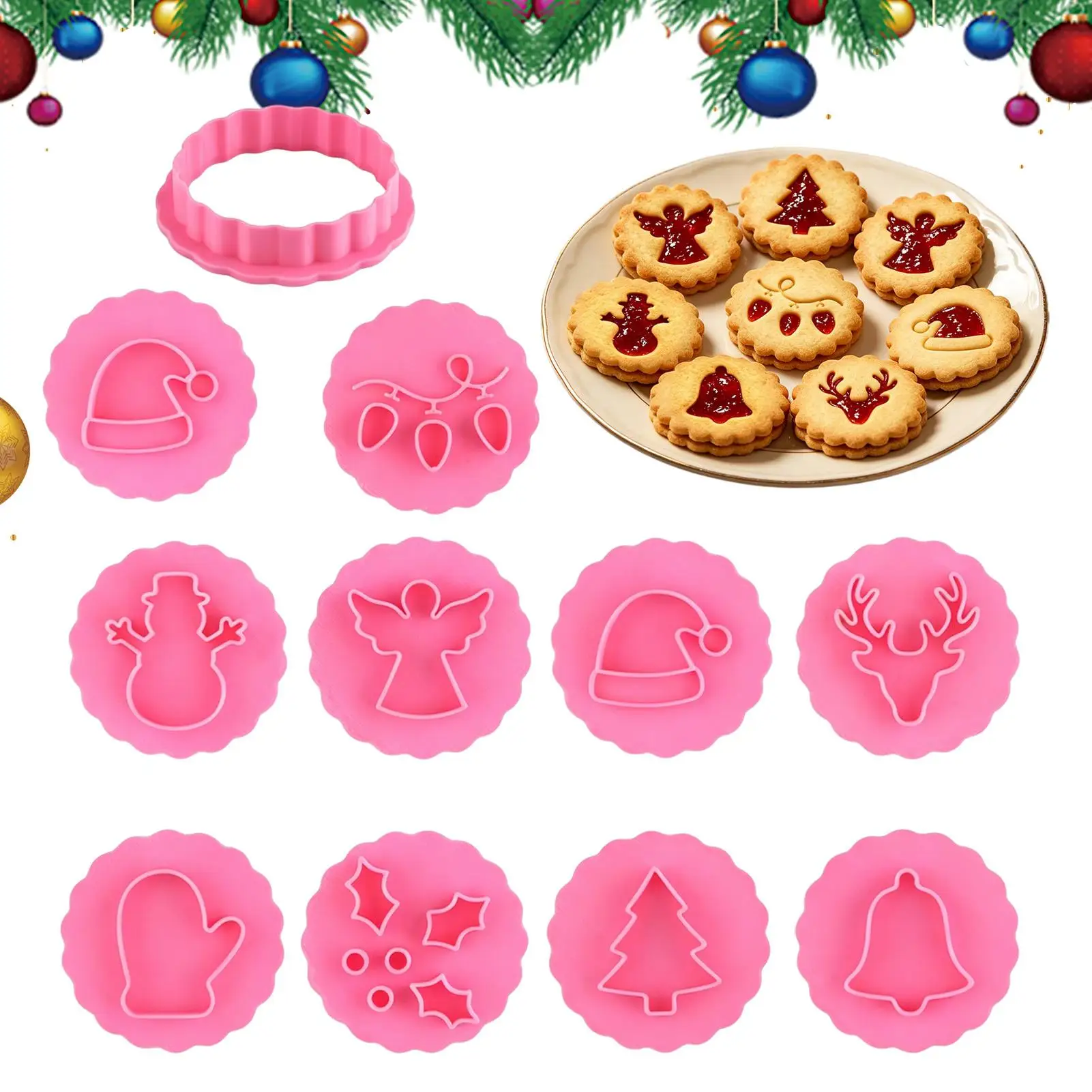 Round Christmas Snowflake Cookie Cutter 10Pcs Gingerbread Man Cookie Cutter Perfect for Holiday and Christmas Baking