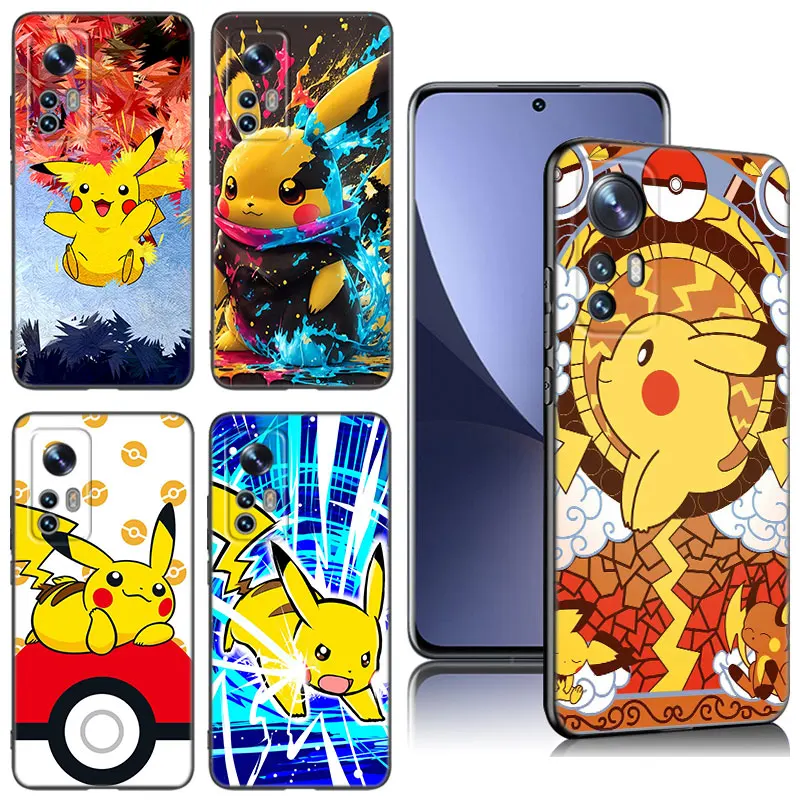 Funda de teléfono de Anime Pikachue p-pokemon para Xiaomi Mi 8 9 SE 10 10T 11 12 13 Lite 9T 11T 12S 12T 13 Pro 11i 12X, funda de silicona negra