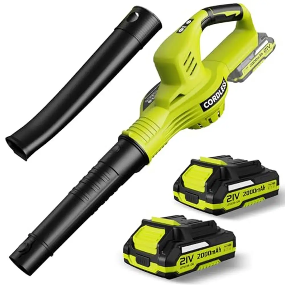 Handheld sem fio elétrico Leaf Blower, 2 baterias, 21V, Fast Charge, Turbo Tecnologia, Design leve, 3.38lbs superaquecimento, 150MPH