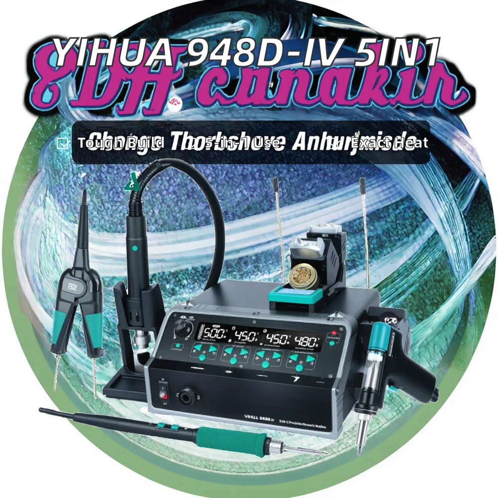 YIHUA 948D-IV 5-in-1 Welding Station Tin Suction Sucker 245 Soldering Iron Hot Air Gun Rework IC Pen Phone Repair