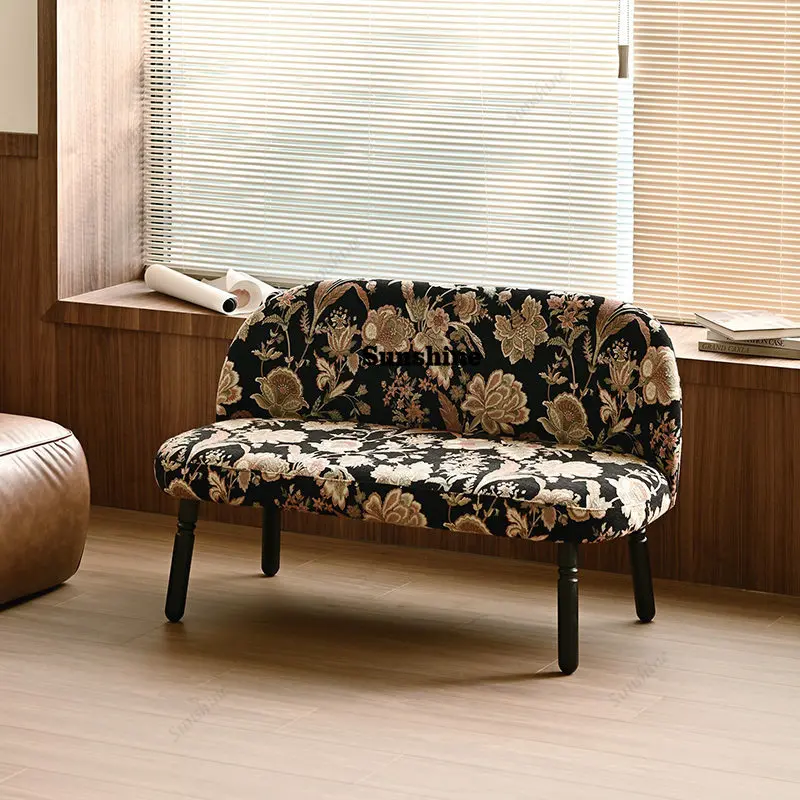 

French retro sofa living room flower cloth without armrests antique fabric sofa chair