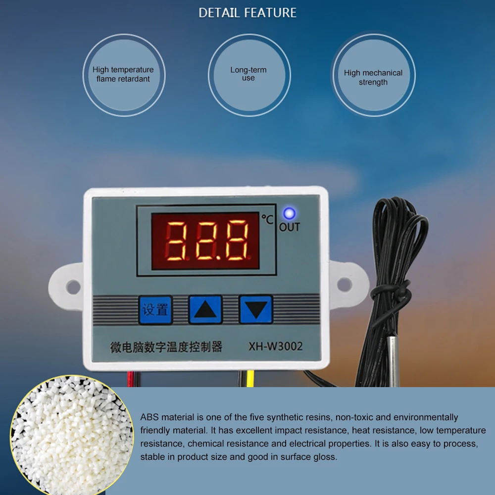 Controle de Temperatura Digital LED Display Termostato, Calor e Arrefecimento Controle Instrumento, Sonda Linha, 20A, 12V, 24V, 220V