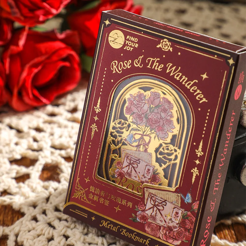 خمر رائعة روز المعادن المرجعية الجوف خارج الفن الزهور دبابيس ورق القراءة علامة ديكور صفحة حامل الطلاب المعلمين هدية #5