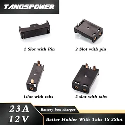 1PCS DIY 23A /A23 Battery Case 12V Clip Holder Box Black With Pin/With Tabs DIY Battery Case Storage Box 1 Slot 2 Slot Optional