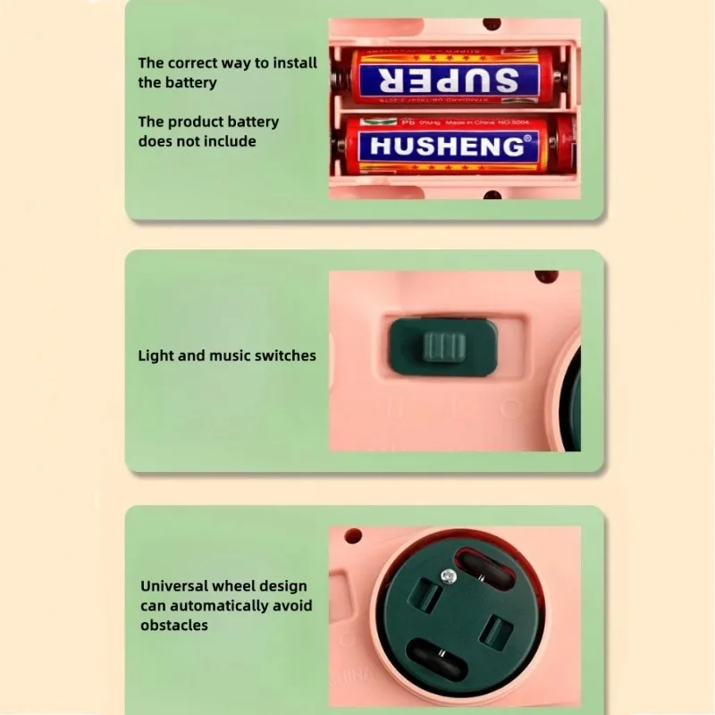 Jouet rampant pour bébé de style chenille mignon avec éclairage, musique et direction automatique, conception de lettres et de chiffres