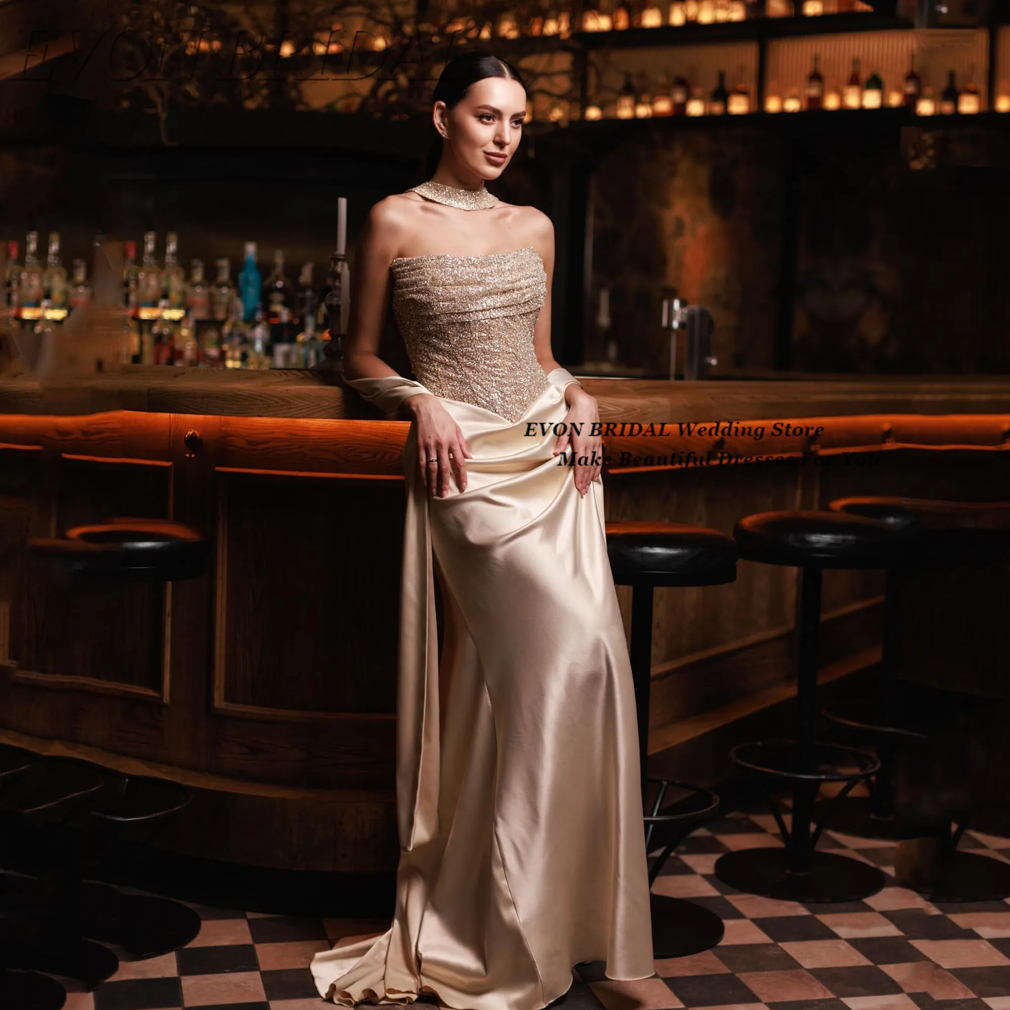 

Вечернее платье EVON BRIDAL: блестящее, без бретелек, на заказ, класса люкс, для женщин, плиссированное, очаровательное, для гостей на свадьбу, с рукавами EVON BRIDAL — блестящие коктейльные платья, роскошные вечерние