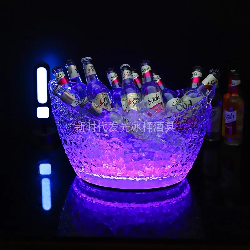 Bar KTV Luminous Ice Bucket Creative Ice Pattern Yuanbao Beer Champagne Frame 8L Commercial, Large Capacity Cocktail Bucket