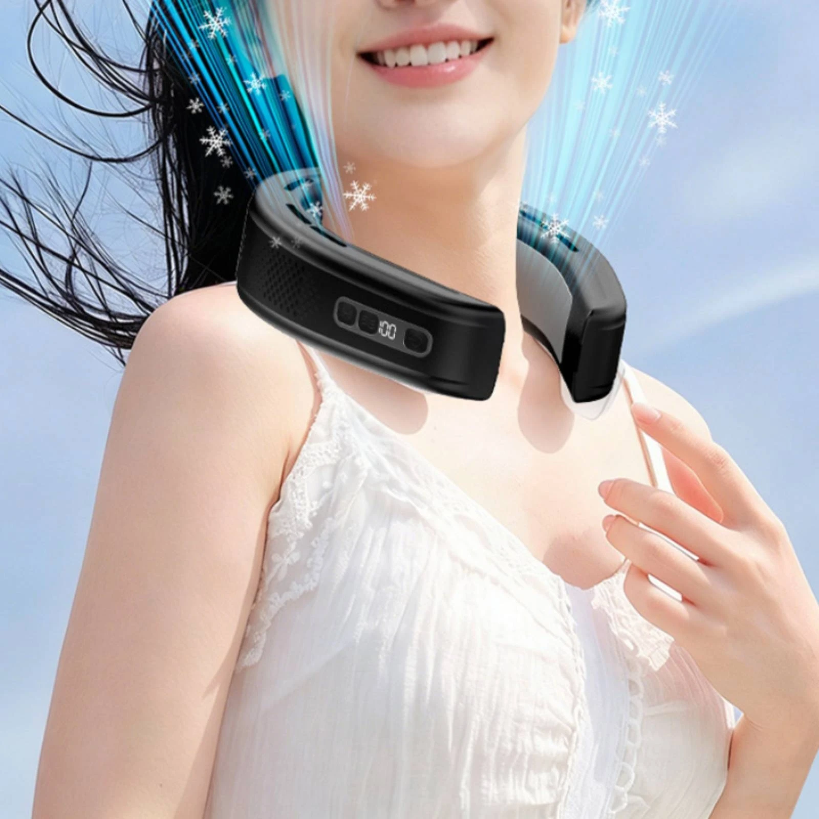 U-Shaped Neck Fan 4000 mAh Battery Portable Neck Cooler 6 Air Channels 18-Hour Runtime