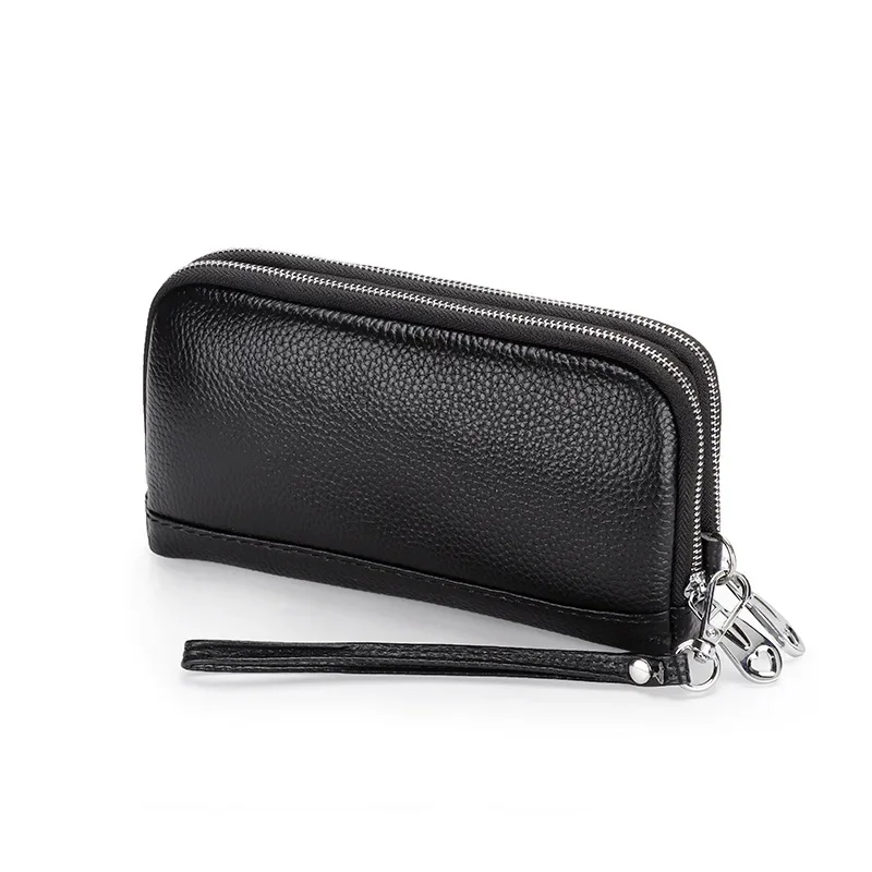 Women Long Wallet Genuine Leather Wristlet Clutch Purse Bag 2-Layer Zipper Wallets Phone Bag Money Purses