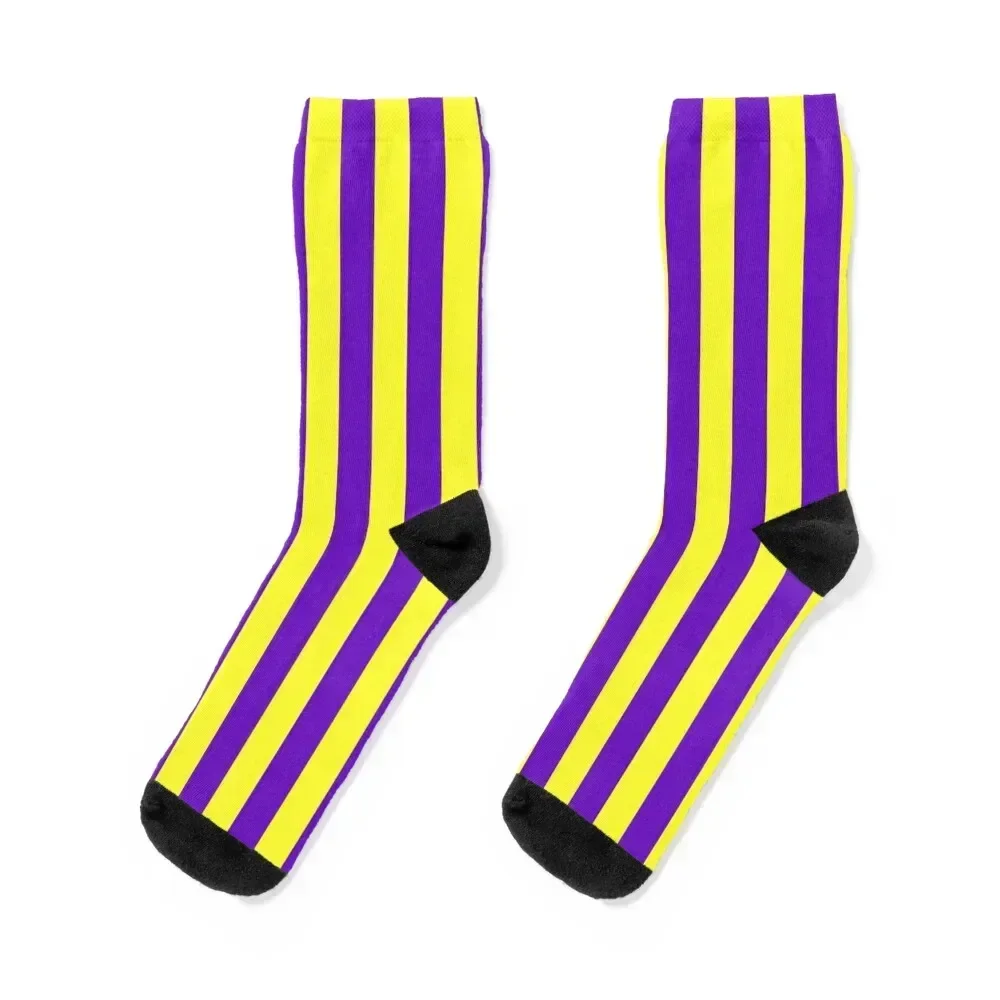 

Neon purple and yellow Horizontal Stripes Graphic Socks essential Crossfit Boy Child Socks Women's