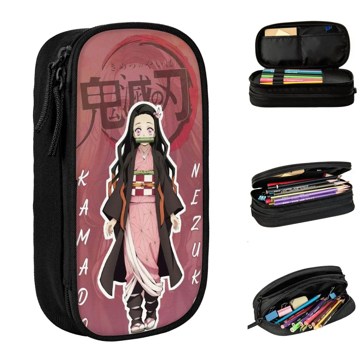 

Creative Kamado Nezuko Demon Slayers Pencil Case Pencilcases Pen Holder Kids Big Capacity Bag Students School Zipper Stationery