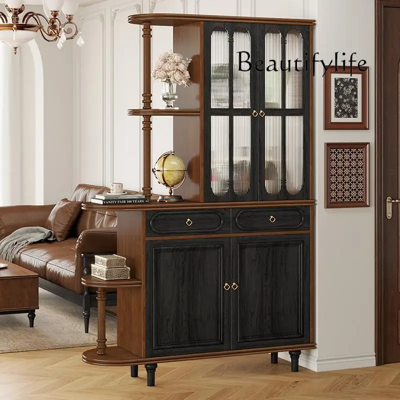 

French all-solid wood medium and ancient style entrance cabinet, simple storage cabinet in the household living room