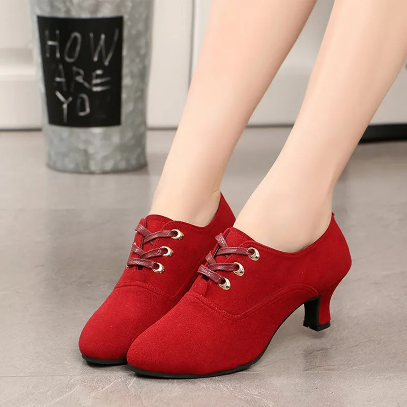 Latin Dance Shoes Tango Salsa Girls Woman Adult Modern Outdoor Dance Shoes Lace Up Boots Teacher Shoes Dance Sneakers