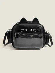 Y2K Ita Bag Cat Pu Backpack – Foldable, Adjustable Strap, Secure Zipper, Preppy Style Cute Schoolbag