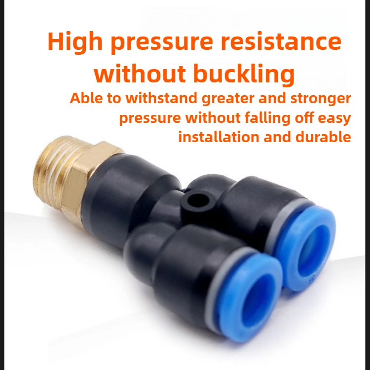 PX Threaded Y-Type Pneumatic Tee Fittings - Equal Diameter Quick Connect Couplers for Air Hose Systems