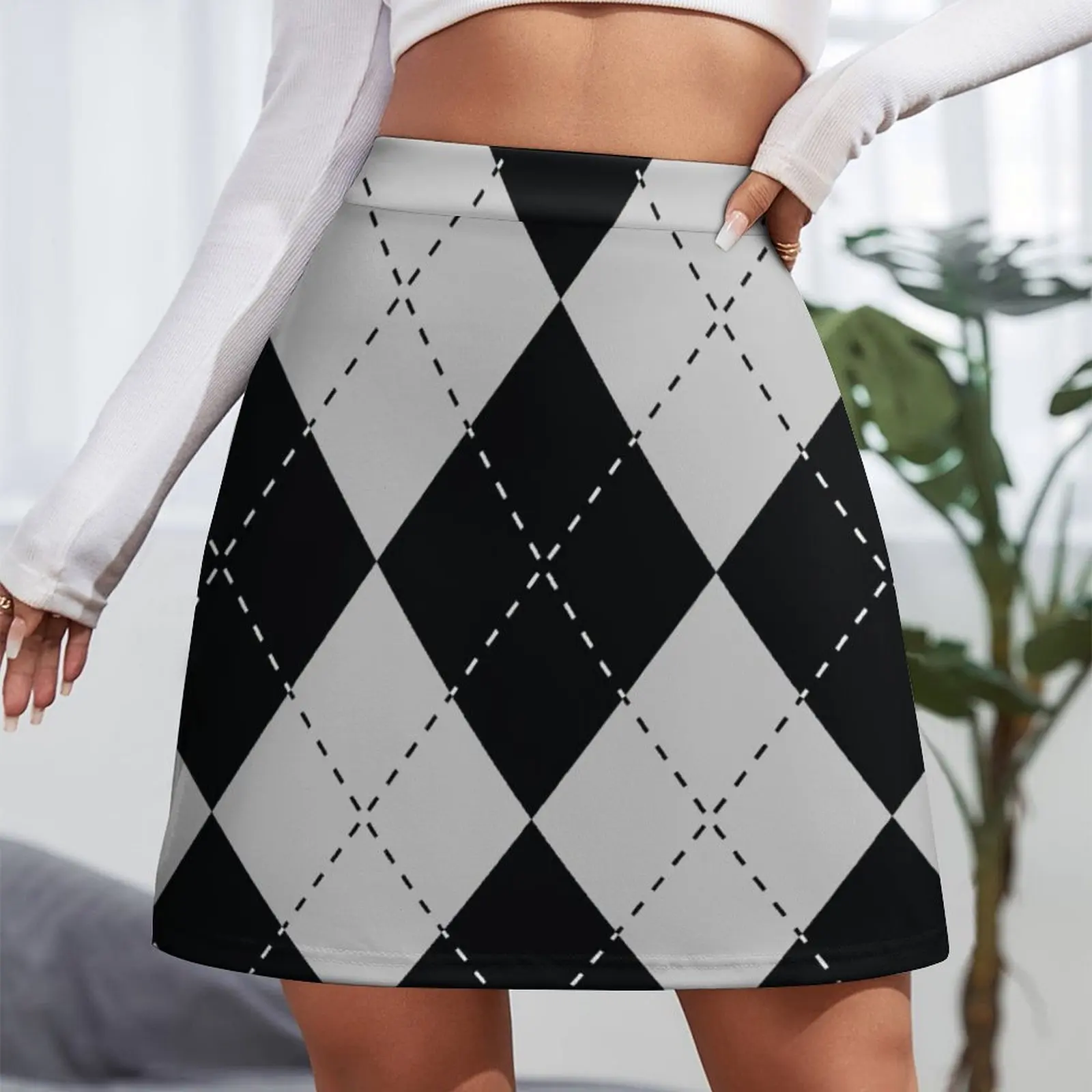 Argyle Diamonds 9 Grey Mini Skirt Miniskirt Korean skirts cute skirt Mini Skirt