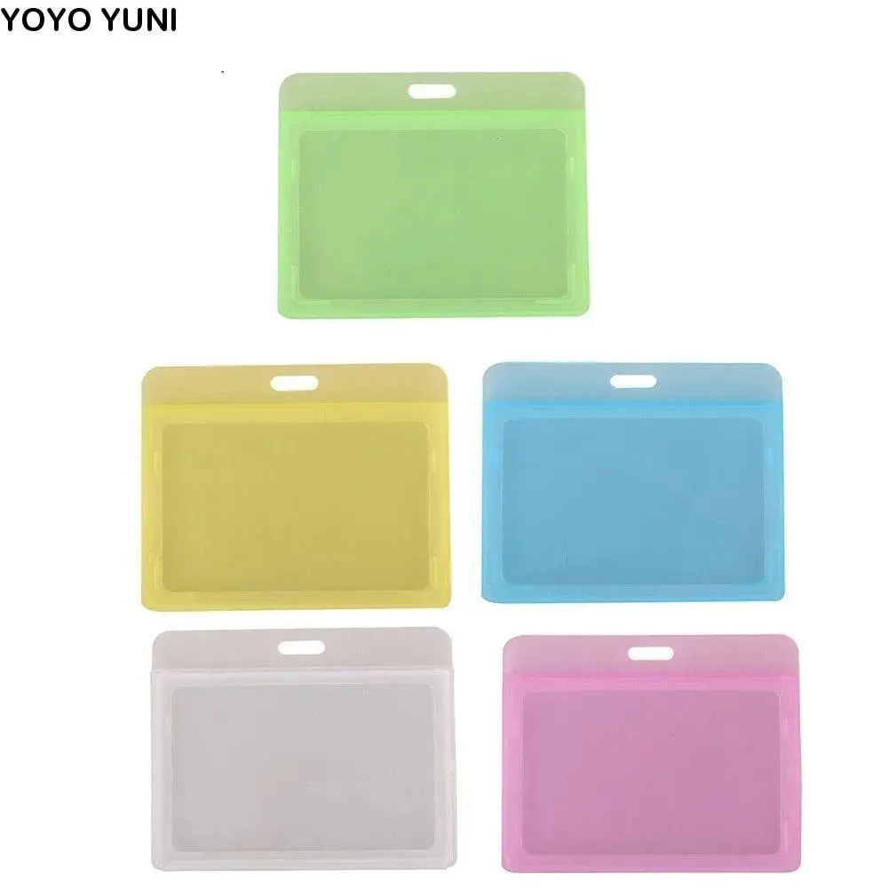

Durable Plastic Card Sleeve Transparent Employee Horizontal Badge Holder ID Card Holder Name Card Cover Bank Card Holder