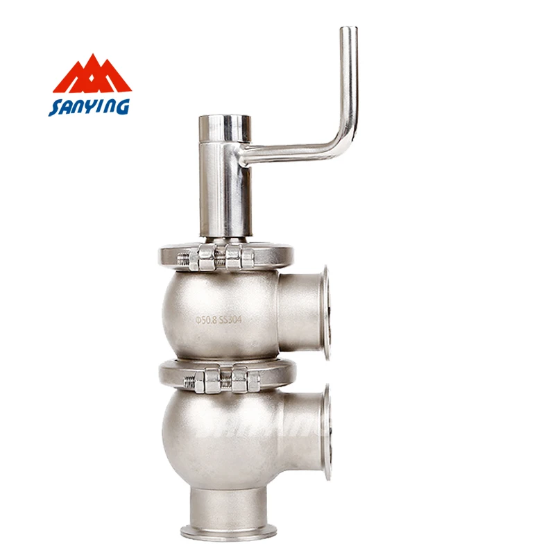 Hygienic Stainless Steel Manual Control Shut-off Double Divert Seat Valve Regulating Valve F Type